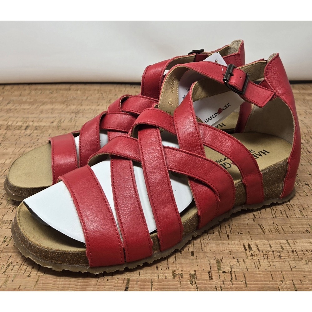 HAFLINGER Sandals Women's 8 EU‎ 39 Stella Pomodora Red Leather Open Toe 889012